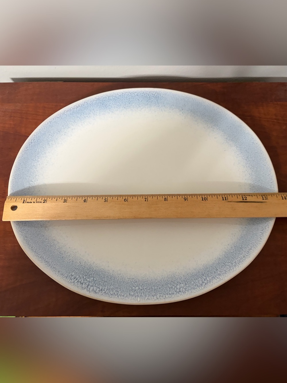 Martha Stewart Ceramic Oval Platter with Soft Blue Rim - Picture 4 of 5